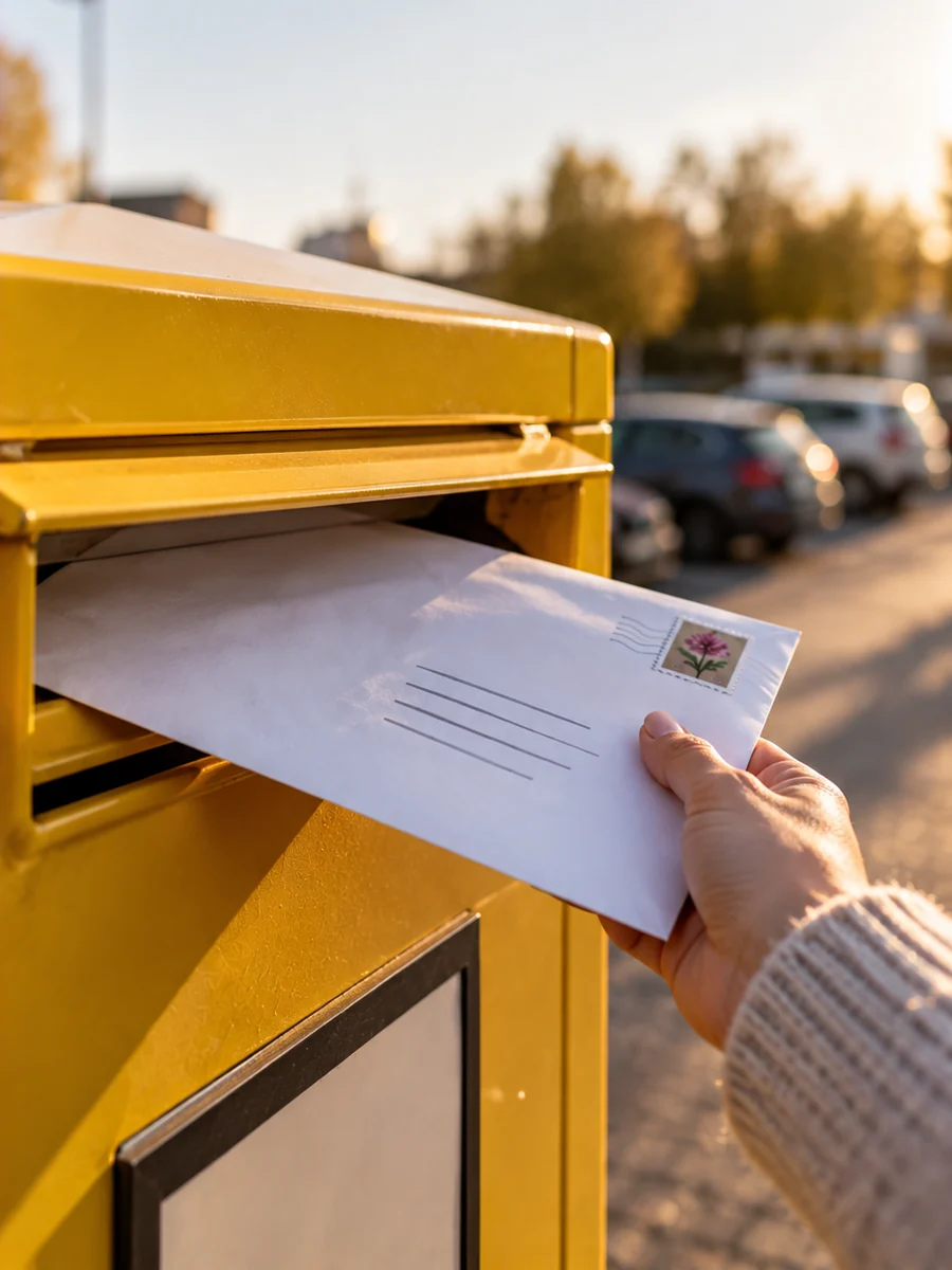 Ein Antrag wird in den Briefkasten eingeworfen